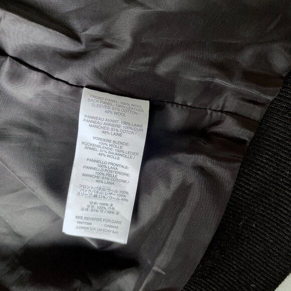 J. Crew Women Bomber Wool Mix Tweed Leather Jacket, Size 0 - Picture 6 of 14